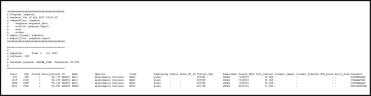 jaspscan result